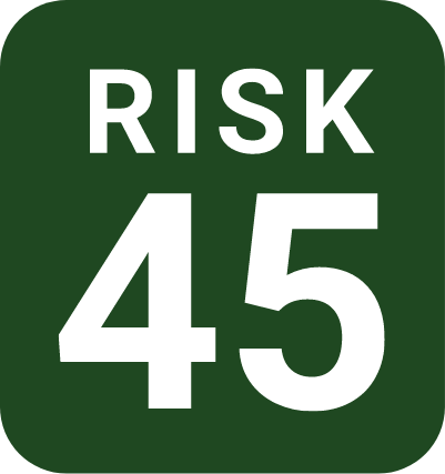 RISK 45 styled as a speed limit roadsign